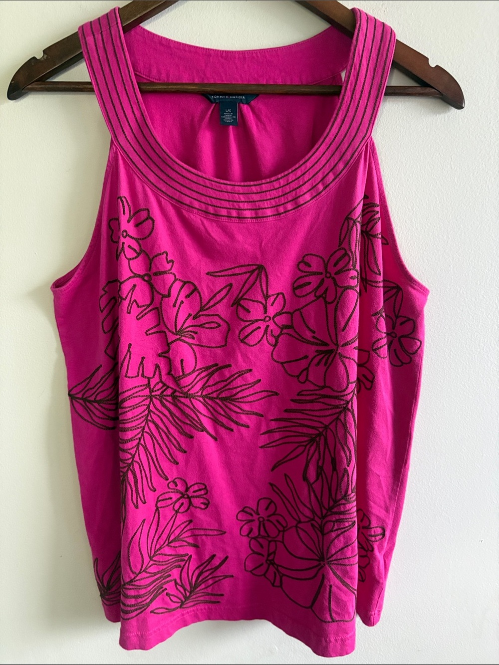 Tommy Hilfiger Pink Tropical Floral Sleeveless Tank Top Large